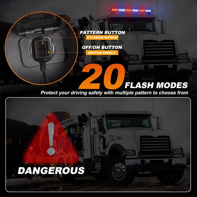 ASPL 26inch 126 LED Emergency Rooftop Strobe Lights Bar w/Controller Double Side Warning Hazard Snow Plow Flashing Light Traffic Advisor Safety Light for Work Trucks Vehicles Tow Pickup(Red/Blue) - Image 5